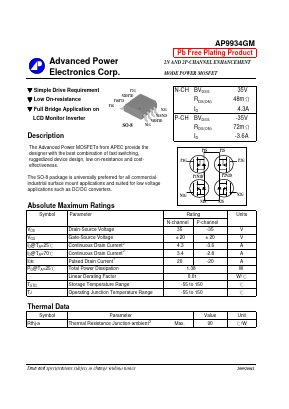 AP9934GM Datasheet PDF Advanced Power Electronics Corp