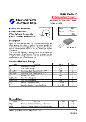 AP99LT06GI-HF Datasheet PDF Advanced Power Electronics Corp