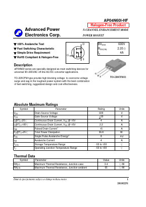 04N60I Datasheet PDF Advanced Power Electronics Corp