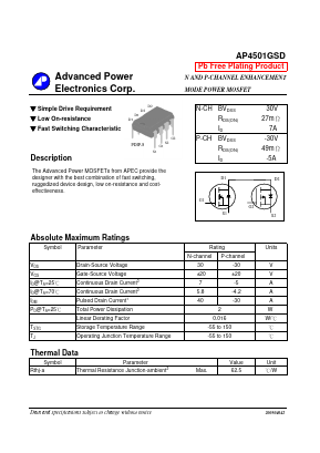 4501GSD Datasheet PDF Advanced Power Electronics Corp