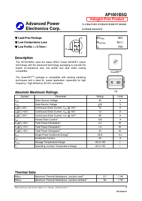 AP1001BSQ Datasheet PDF Advanced Power Electronics Corp