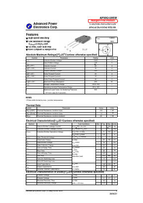 AP30G120SW Datasheet PDF Advanced Power Electronics Corp