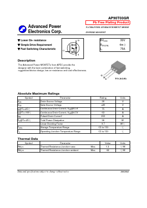 AP90T03GR Datasheet PDF Advanced Power Electronics Corp