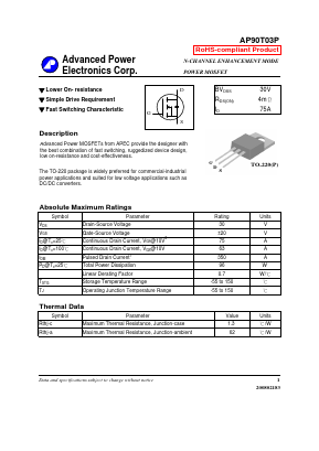 AP90T03P Datasheet PDF Advanced Power Electronics Corp