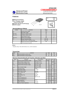 AP30G100W Datasheet PDF Advanced Power Electronics Corp