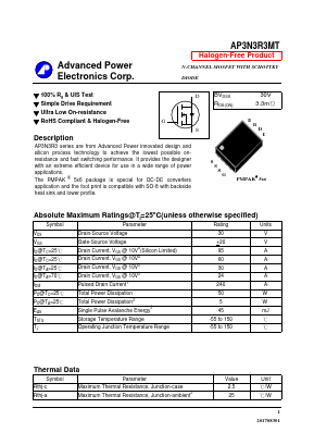 AP3N3R3MT Datasheet PDF Advanced Power Electronics Corp