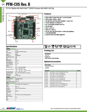 PFM-CVS-B Datasheet PDF AAEON Technology