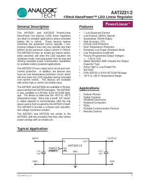 AAT3222IGV-1.8-T1 Datasheet PDF Advanced Analog Technology, Inc.