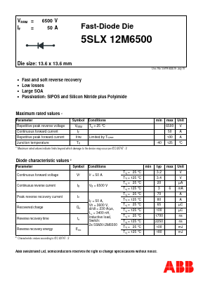 5SLX12M6500 Datasheet PDF ABB