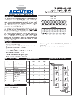 AK49256S Datasheet PDF ACCUTEK MICROCIRCUIT CORPORATION