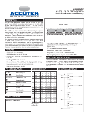 AK63264BZ Datasheet PDF ACCUTEK MICROCIRCUIT CORPORATION