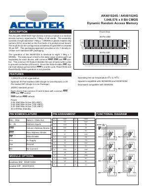 AK481024S Datasheet PDF ACCUTEK MICROCIRCUIT CORPORATION