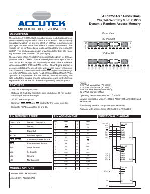 AK59256AS Datasheet PDF ACCUTEK MICROCIRCUIT CORPORATION