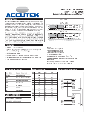 AK58256AG Datasheet PDF ACCUTEK MICROCIRCUIT CORPORATION
