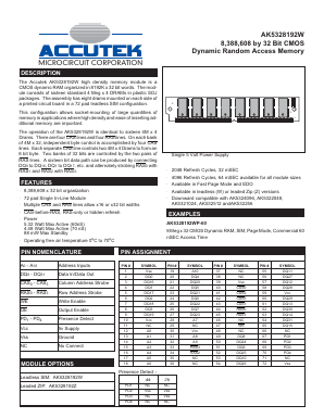 AK5328192W Datasheet PDF ACCUTEK MICROCIRCUIT CORPORATION