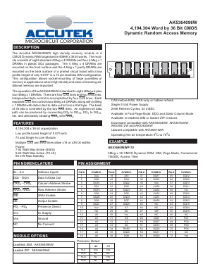 AK5364096W Datasheet PDF ACCUTEK MICROCIRCUIT CORPORATION