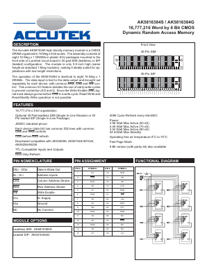 AK5816384S Datasheet PDF ACCUTEK MICROCIRCUIT CORPORATION