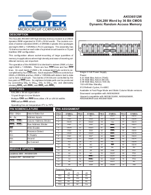 AK536512W Datasheet PDF ACCUTEK MICROCIRCUIT CORPORATION