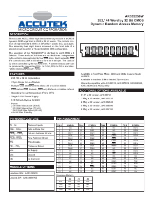 AK532256WZ Datasheet PDF ACCUTEK MICROCIRCUIT CORPORATION