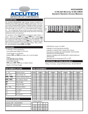 AK5324096W Datasheet PDF ACCUTEK MICROCIRCUIT CORPORATION