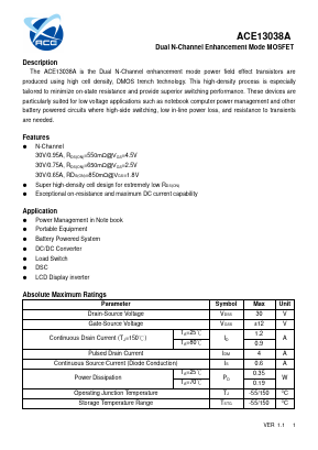 ACE13038A Datasheet PDF ACE Technology Co., LTD.