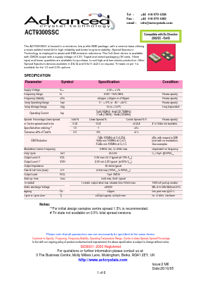 ACT9300SSC Datasheet PDF Advanced Crystal Technology