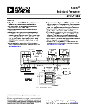 ADSP-21266SKSTZ-1D Datasheet PDF Analog Devices