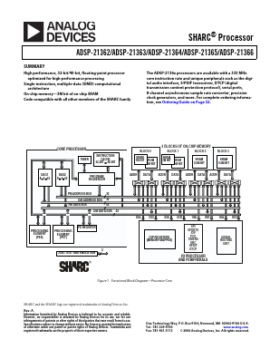 ADSP-21362BBC-1AA Datasheet PDF Analog Devices