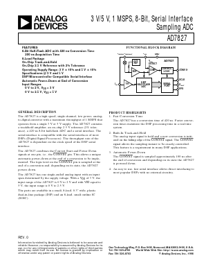 AD7827 Datasheet PDF Analog Devices