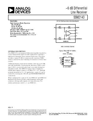 SSM2143SZ Datasheet PDF Analog Devices