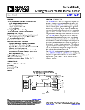 ADIS16485 Datasheet PDF Analog Devices