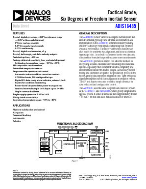 ADIS16485 Datasheet PDF Analog Devices