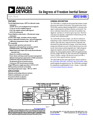 ADIS16486 Datasheet PDF Analog Devices