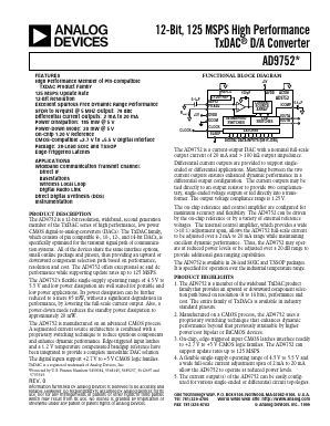 AD9752ARUZ Datasheet PDF Analog Devices