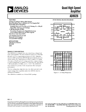 AD8026 Datasheet PDF Analog Devices