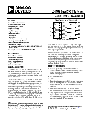 ADG441 Datasheet PDF Analog Devices