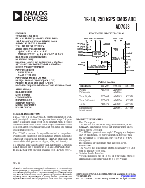 AD7663 Datasheet PDF Analog Devices