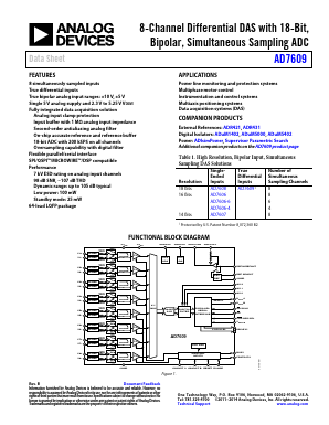 AD7609 Datasheet PDF Analog Devices