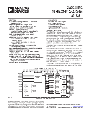 AD1835 Datasheet PDF Analog Devices