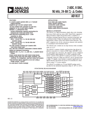 AD1837 Datasheet PDF Analog Devices