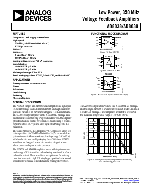 AD8039ARZ Datasheet PDF Analog Devices