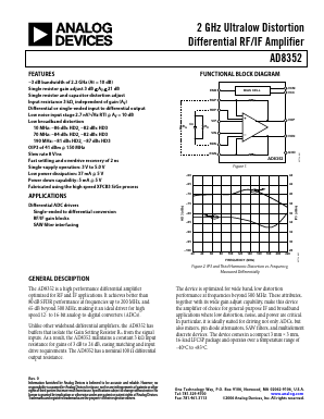 AD8352 Datasheet PDF Analog Devices