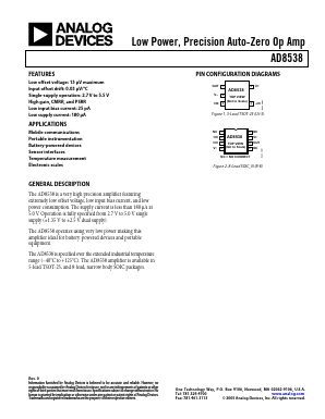 AD8538 Datasheet PDF Analog Devices