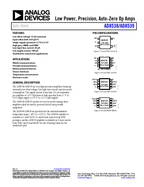 AD8538 Datasheet PDF Analog Devices