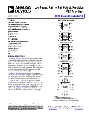 AD8642 Datasheet PDF Analog Devices