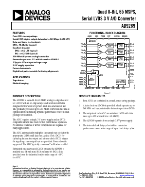 AD9289BBC Datasheet PDF Analog Devices