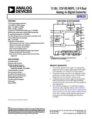 AD9628 Datasheet PDF Analog Devices