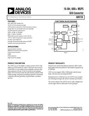 AD9726 Datasheet PDF Analog Devices