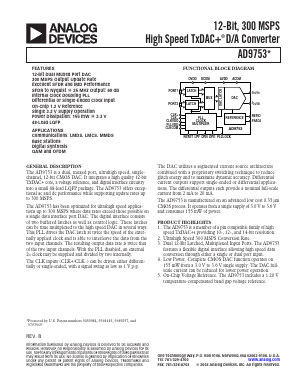 AD9753 Datasheet PDF Analog Devices