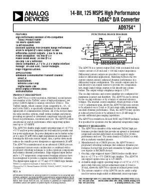 AD9754ARUZ Datasheet PDF Analog Devices